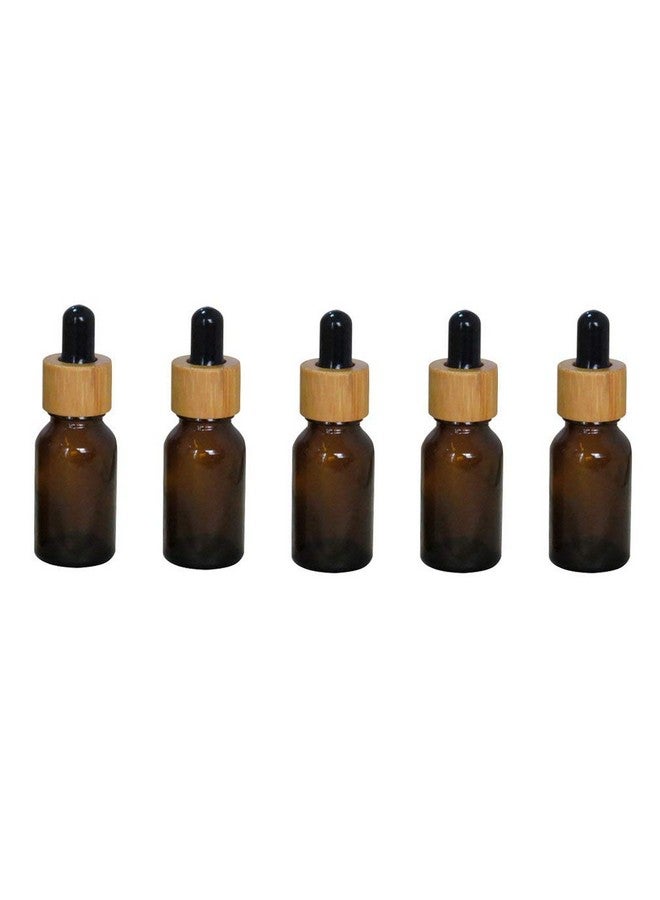 VANTOBEST 10Pcs 15Ml/0.5Oz Amber Glass Dropper Bottle With Black Rubber Head And Bamboo Lid Eye Dropper Bottle Portable Empty Makeup Storage Container Beauty Holders Dispenser For Essential Oil - Image 1