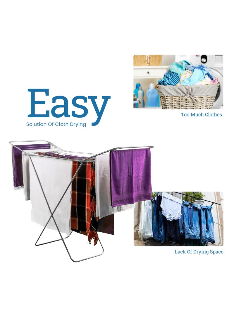 Sweet Home Clothes Drying Rack Stand Stainless Steel Heavy Duty Clothes Dryer Stand Space Saving, Portable & Foldable Rack Ideal For Small Areas - Image 5