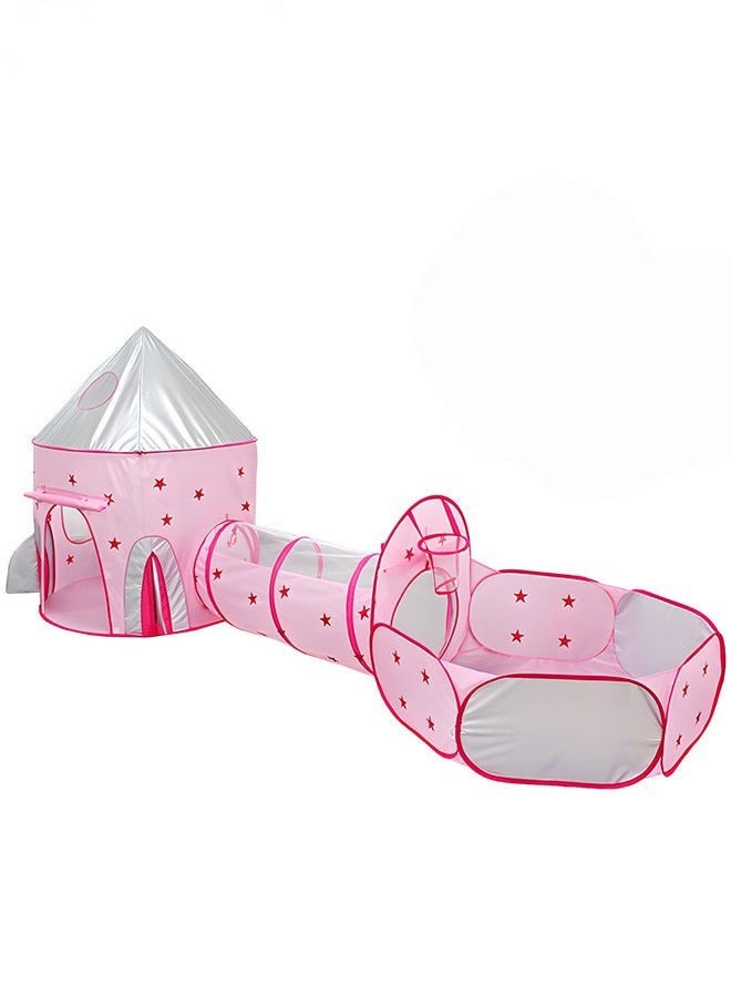 DURKU Kids Play Tent with Ball Pit, Tunnel, and Basketball Hoop - Pink Princess Play house for Indoor/Outdoor Fun - Ideal Gift for Boys and Girls, Toddlers Play Tent by Pink - Image 1