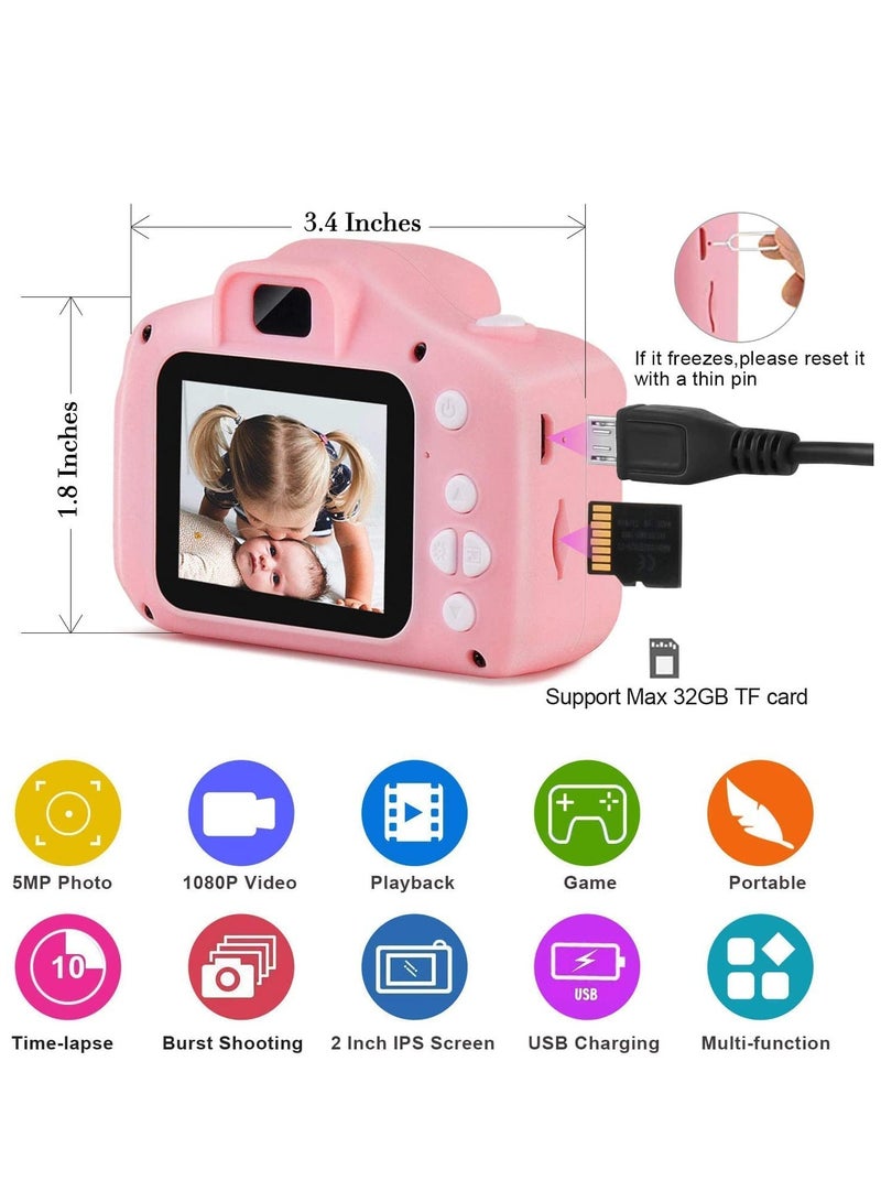 Generic Digital Camera for Kids Real | for Taking Photo, Recording and Playback | Child Video Recorder Camera Full HD 1080P Handy Portable Camera 2.0 Screen, with Inbuilt Games for Kids (Pink) - Image 3