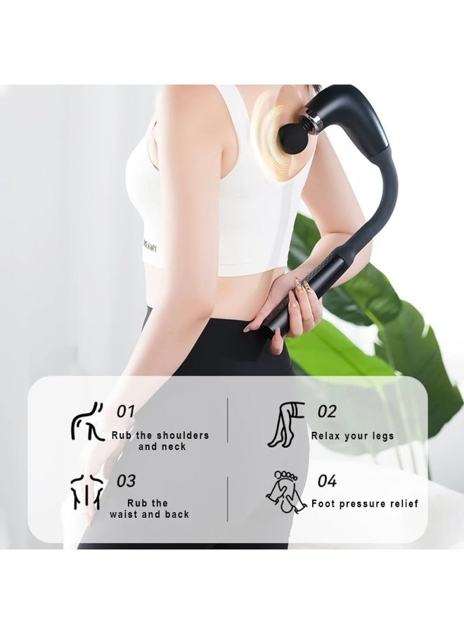 Generic Massage Gun with Extended Handle Revolutionary U-Shaped Back Massager For Pain Relief Deep Tissue Body Massage Hammer For Neck Shoulder Leg Reach Every Muscle with Ease (Gray) - Image 4
