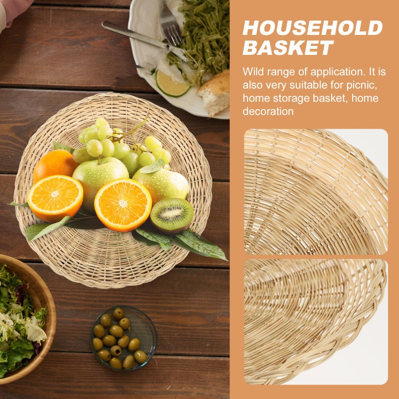 Handmade Woven Round Tray For Fruit Serving And Home Decor Storage Basket - Image 5