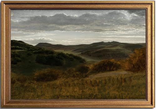 KBKBART Gold Framed Vintage Landscape Wall Art Retro Mountain Vintage Painting Prints Moody Countryside Farmhouse Landscape Wall Decor Canvas Wall Art for Living Room Bedroom Home Bathroom Decor16x24 - Image 1