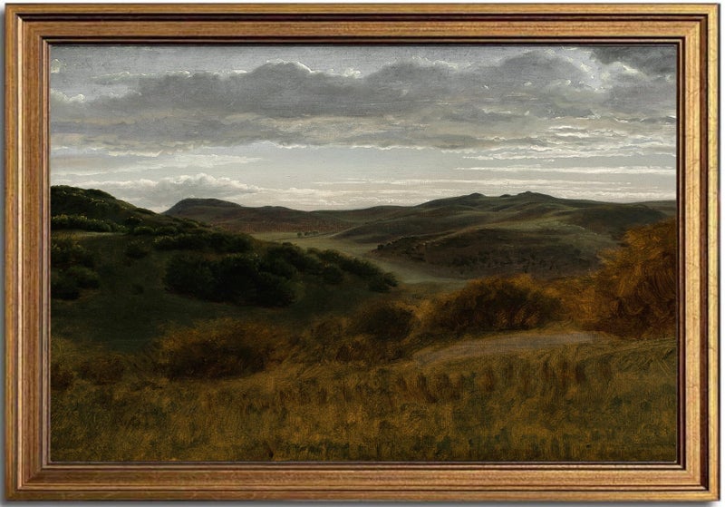 KBKBART Gold Framed Vintage Landscape Wall Art Retro Mountain Vintage Painting Prints Moody Countryside Farmhouse Landscape Wall Decor Canvas Wall Art for Living Room Bedroom Home Bathroom Decor16x24 - Image 2