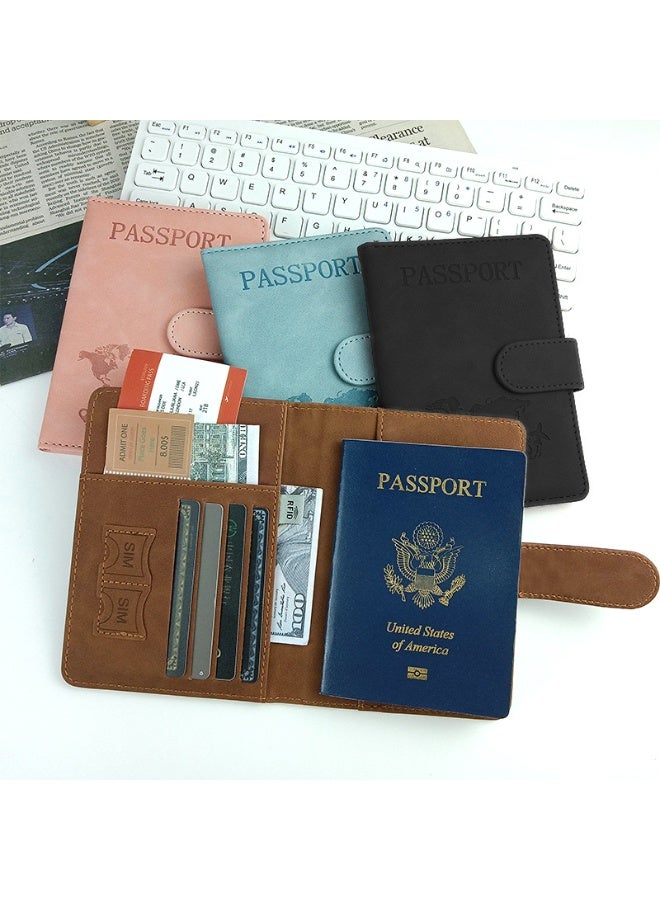 Magic Park Passport Holder PU Leatherfor Travel- RFID Blocking Document Organizer with Magnetic Closure - for Credit & ID Cards, Boarding Passes (Light Blue) - Image 2