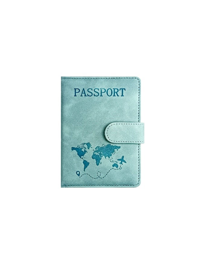 Magic Park Passport Holder PU Leatherfor Travel- RFID Blocking Document Organizer with Magnetic Closure - for Credit & ID Cards, Boarding Passes (Light Blue) - Image 1