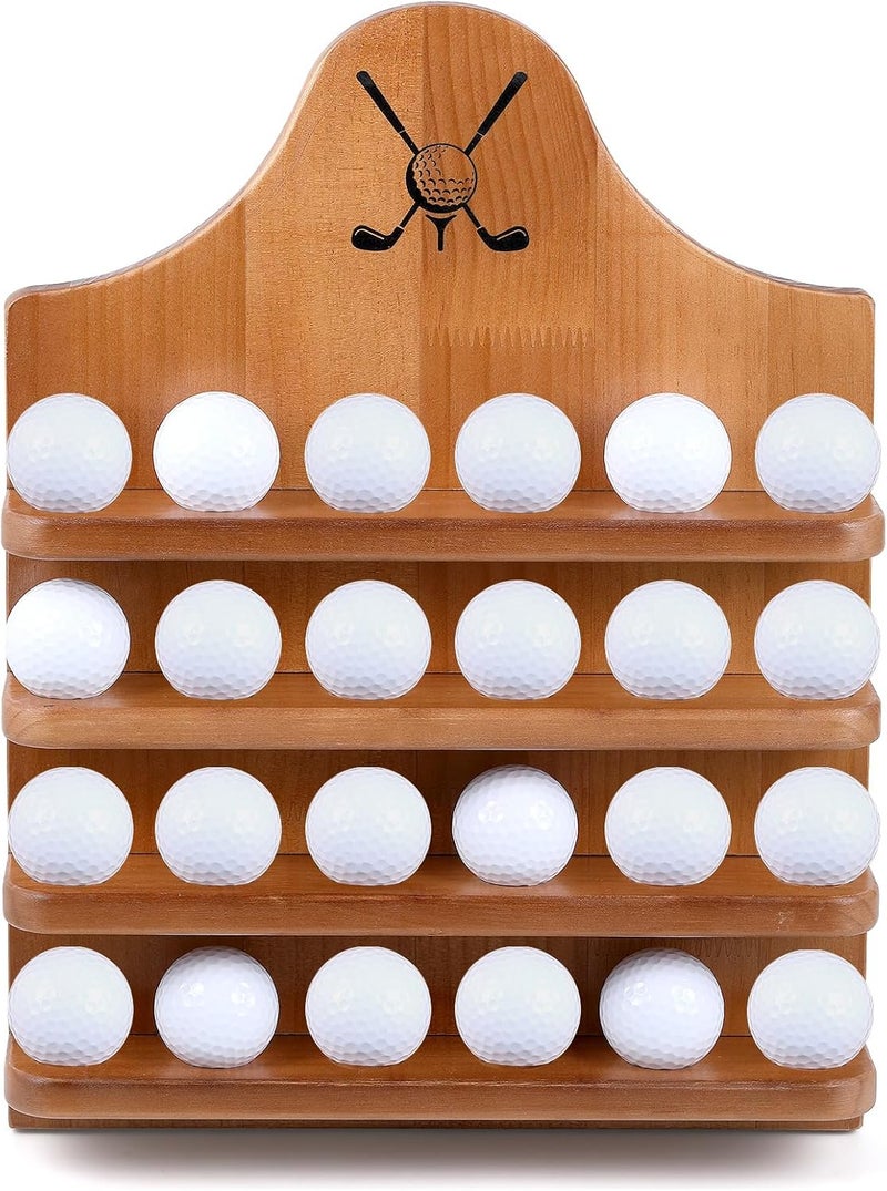Marsui Wooden Golf Ball Display Case 24 Balls Wall Mounted Golf Ball Display Holder Collection Gifts for Golf Ball Enthusiasts158 x 118 Inch - Image 1