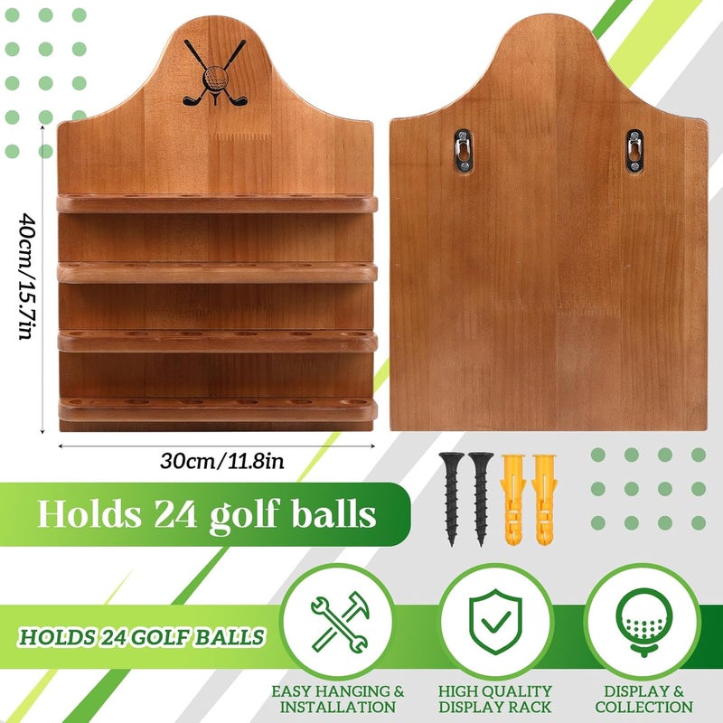Marsui Wooden Golf Ball Display Case 24 Balls Wall Mounted Golf Ball Display Holder Collection Gifts for Golf Ball Enthusiasts158 x 118 Inch - Image 2