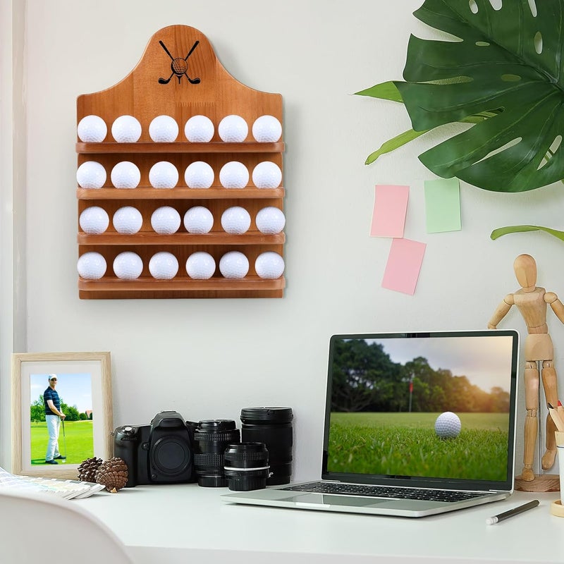 Marsui Wooden Golf Ball Display Case 24 Balls Wall Mounted Golf Ball Display Holder Collection Gifts for Golf Ball Enthusiasts158 x 118 Inch - Image 5
