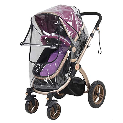 Estink Stroller Rain Cover Universal Pram Rain Cover PVC Transparent Can Be Folded for Stroller for Baby - Image 4