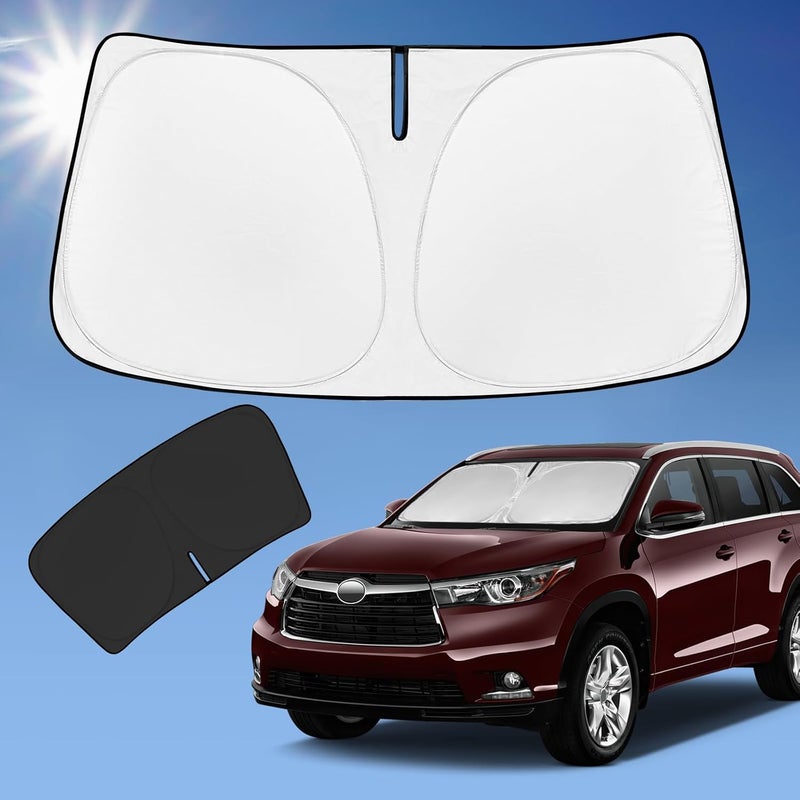 ZOIBV Compatible with Toyota Highlander 2014-2019 Sun Shade Sunshade Windshield Cover, 4-Layer Front Window Shade Custom Fit Visor 240T Foldable Shade Blocks UV Rays Cooler Car Accessories - Image 1