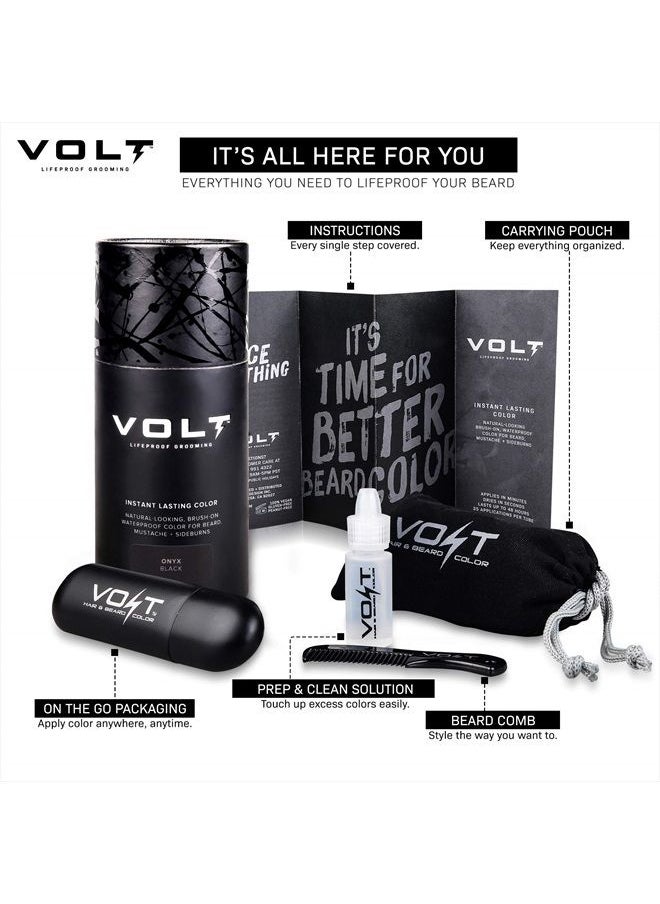 VOLT - Grooming Instant Beard Color - Smudge and Water Resistant Quick Drying Brush on Color for Beards, Mustaches, and Eyebrows, Onyx (Black) - Image 1