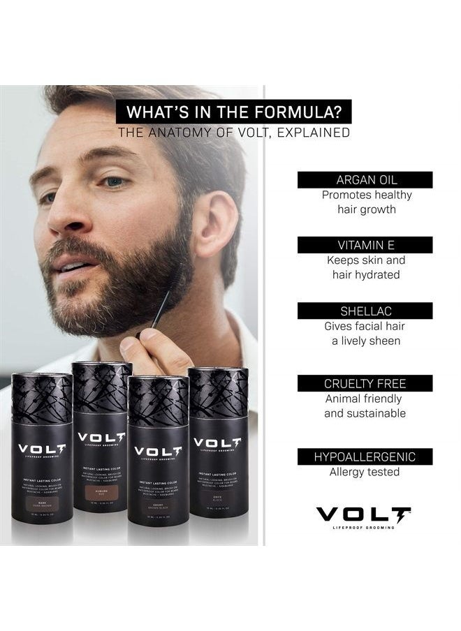 VOLT - Grooming Instant Beard Color - Smudge and Water Resistant Quick Drying Brush on Color for Beards, Mustaches, and Eyebrows, Onyx (Black) - Image 1