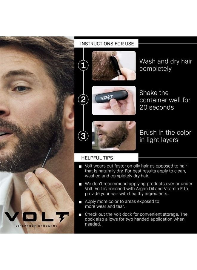 VOLT - Grooming Instant Beard Color - Smudge and Water Resistant Quick Drying Brush on Color for Beards, Mustaches, and Eyebrows, Onyx (Black) - Image 1