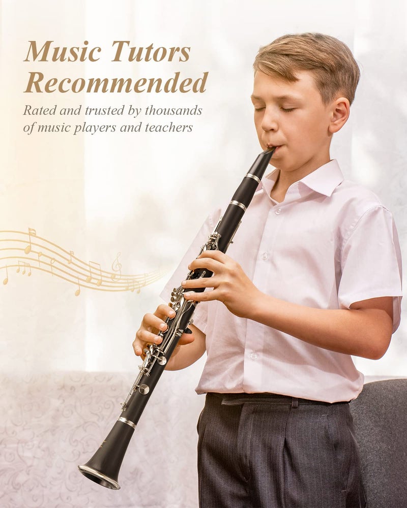 Eastar B Flat Clarinet for Beginner, Ebonite Clarinet Nickel-plated with 2 Barrels, 3 Reeds, White Gloves, Hard Case, Cleaning Kt, ECL-300 - Image 4