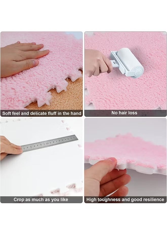 Generic - 12 Piece Carpet Squares Puzzle Mat Plush Interlocking Carpet Tiles Soft EVA Foam Mats Area Rugs for Home Playroom Foam Floor Tiles for Baby Mat for Floor Kids Play Mat Anti Slip Jigsaw Flooring Playmat Like Playroom Rug - Image 1
