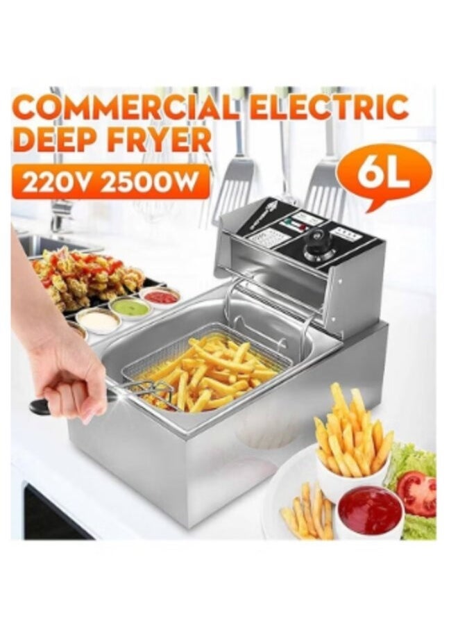 Denx Stainless Steel 6L Deep Oil Fryer With Basket Strainer Jumbo Size Adjustable Temperature & Timer, Perfect Chicken, Shrimp, French Fries, Chips & More, Removable Oil Container - Image 5