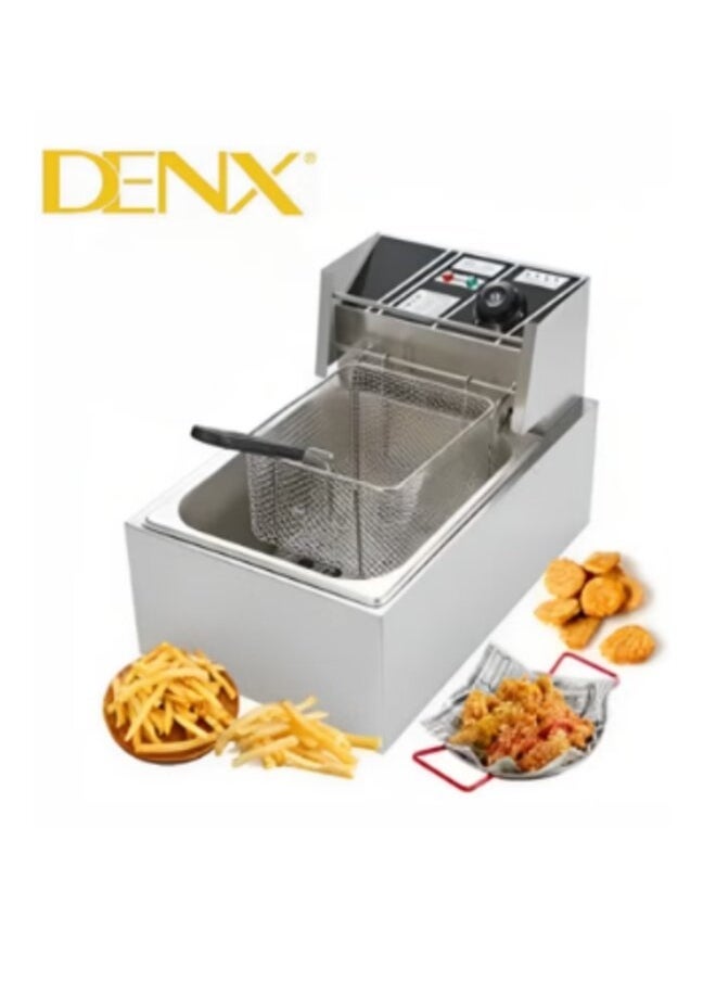 Denx Stainless Steel 6L Deep Oil Fryer With Basket Strainer Jumbo Size Adjustable Temperature & Timer, Perfect Chicken, Shrimp, French Fries, Chips & More, Removable Oil Container - Image 4