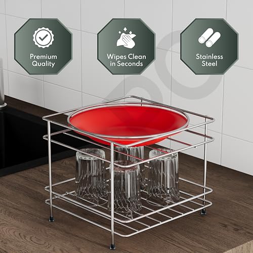 LAPO Heavy Stainless Steel Matka Stand with Tray, Water Pot & Dispenser Stand, Plant & Gamla Holder, Strong 4-Leg Design for Flat-Round Matka -Chrome Finish (Pack of 1) - Image 5