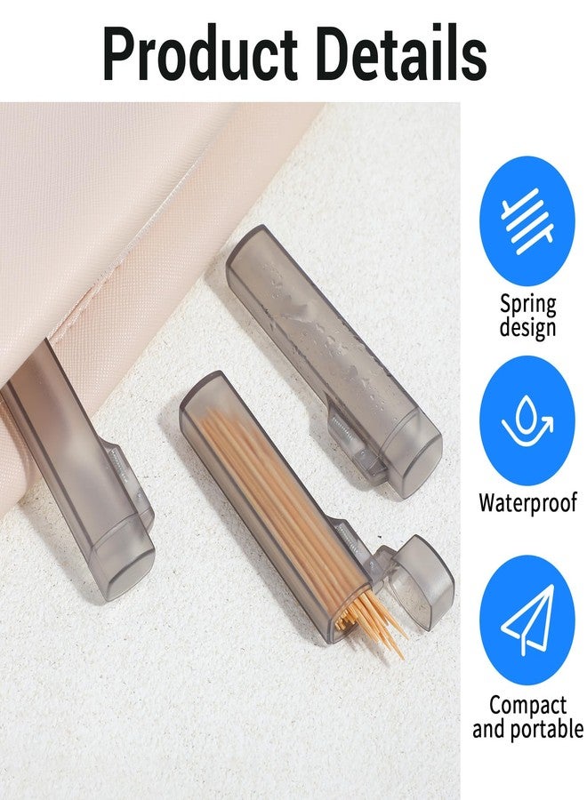 Elegaperma 5Pcs Pocket Toothpick Holder, Toothpick Holder for Purse with Spring-Open Lid Design, Toothpick Holder Pocket Translucent Gray Case for Dental Floss Sticks and Small Essentials Storage - Image 3