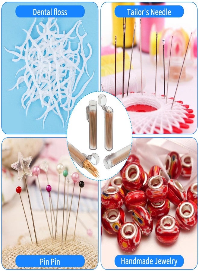 Elegaperma 5Pcs Pocket Toothpick Holder, Toothpick Holder for Purse with Spring-Open Lid Design, Toothpick Holder Pocket Translucent Gray Case for Dental Floss Sticks and Small Essentials Storage - Image 5