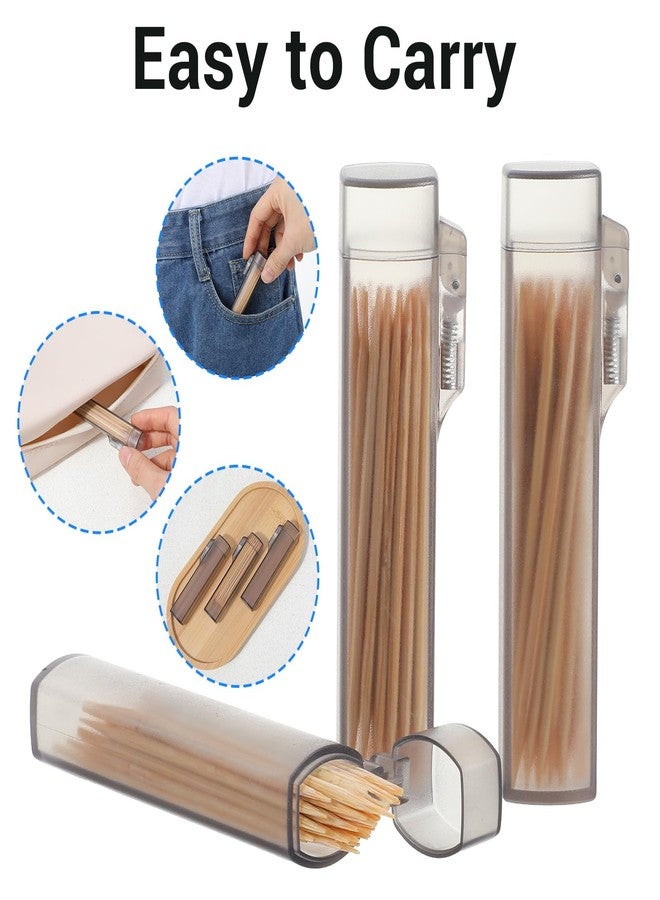 Elegaperma 5Pcs Pocket Toothpick Holder, Toothpick Holder for Purse with Spring-Open Lid Design, Toothpick Holder Pocket Translucent Gray Case for Dental Floss Sticks and Small Essentials Storage - Image 4