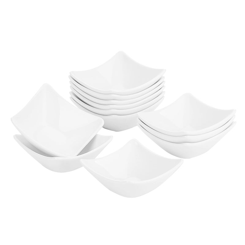 MALACASA 12 Piece 60ML Mini Ramekins Porcelain Dipping Bowls Creme Brulee Ramekins Souffl Dishes Sauce Dish Baking Dishes for Cake  Pudding  Ice Cream Oven Safe Ivory White