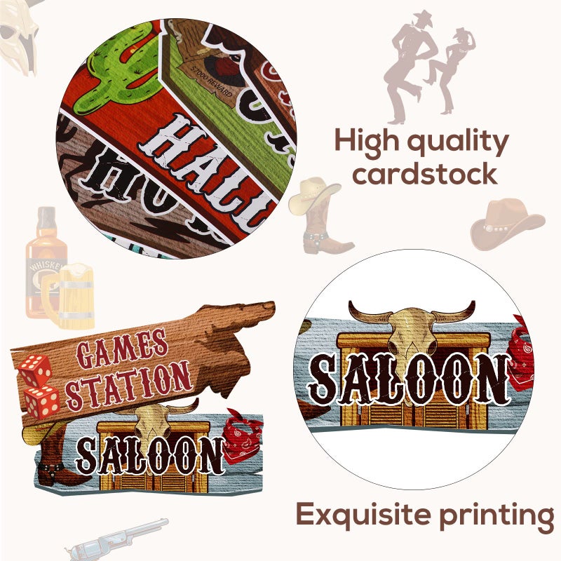 Faccito 24 Pcs Western Party Directional Sign Yard Cowboy Rodeo Theme Cutouts Wild West Welcome Sign Decor for Western Birthday Photo Props Backdrop Wall Party Decorations (Retro Color) - Image 4