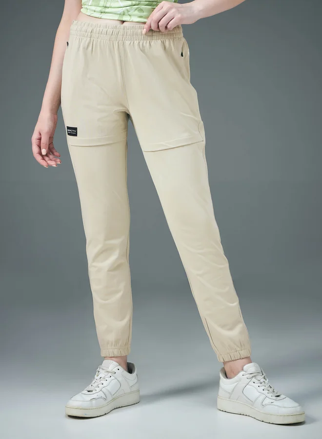 Technosport Technosport Women Beige Solid 4-Way Stretch Joggers