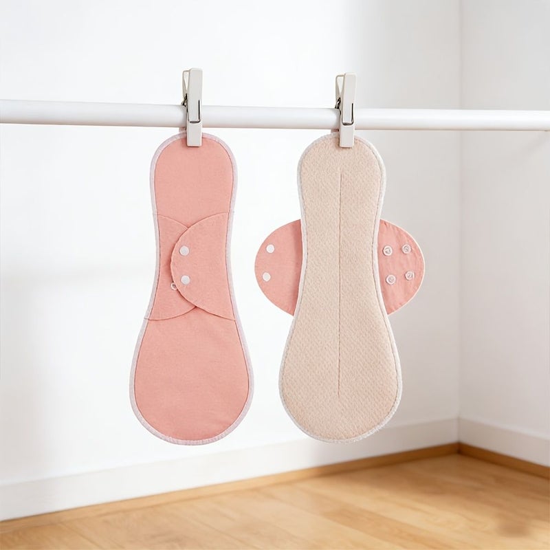 3pcs Reusable Beige Sanitary Pads Ultra Absorbent Soft Breathable Cotton Mesh Unscented - Image 5