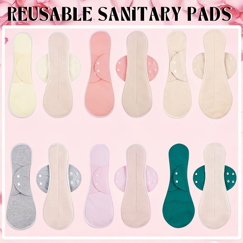 3pcs Reusable Beige Sanitary Pads Ultra Absorbent Soft Breathable Cotton Mesh Unscented - Image 1
