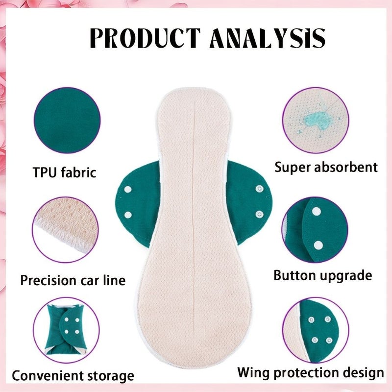 3pcs Reusable Beige Sanitary Pads Ultra Absorbent Soft Breathable Cotton Mesh Unscented - Image 3