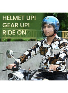 O2 O2 Open Face / Half face Helmet Unisex for Bike Women Men ISI Certified with Clear Visor Smooth Finish Lightweight & Compact (Blue, 580mm Medium)  - Image 4