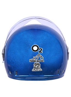 O2 O2 Open Face / Half face Helmet Unisex for Bike Women Men ISI Certified with Clear Visor Smooth Finish Lightweight & Compact (Blue, 580mm Medium)  - Image 2
