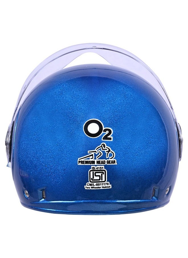 O2 O2 Open Face / Half face Helmet Unisex for Bike Women Men ISI Certified with Clear Visor Smooth Finish Lightweight & Compact (Blue, 580mm Medium)  - Image 2