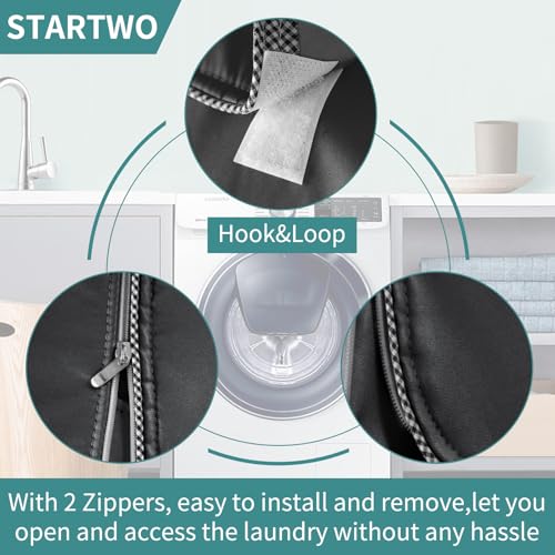 STARTWO 2Pack Washer Dryer Cover,Washine Machine Cover Waterproof Dustproof for Washing Front-Loading Machine, W27 D33 H39 inch (Black) - Image 3