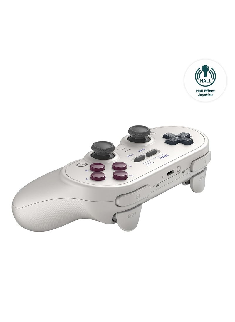 Generic 8Bitdo Pro 2 Bluetooth Controller for Switch, Hall Effect Joystick Update, Wireless Gaming Controller for Switch, PC, Android, and Steam Deck  Apple (White)  - Image 3