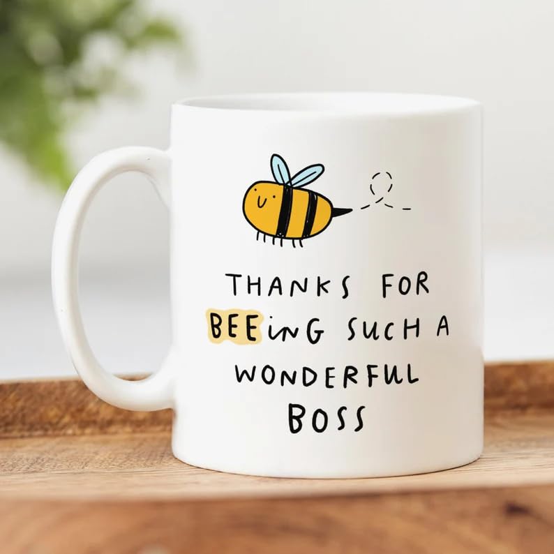 DAYS Thanks for Beeing Wonderful Boss Coffee Mug, White Ceramic, Cute Bee Design, Appreciation Gift Mug for Boss, Bosses Like You are Special and Few, Thank You Gift, Work, Office - Image 1