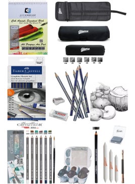 Glance Alex Schoeller 200GR A5 20 Sheets Cretacolor 6-Piece Aquarell Waterable Graded Sketch Set 