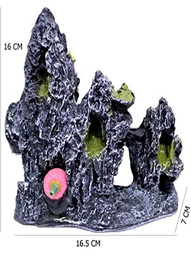 Aquarium Decoration Mountain Rock with Artificial Plants Fish Tank Ornament Cave Hideout Resin Aquascape Decoration for Betta Goldfish Shrimp Small Fish Tank Accessories Natural Look Aquarium Decor - Image 5