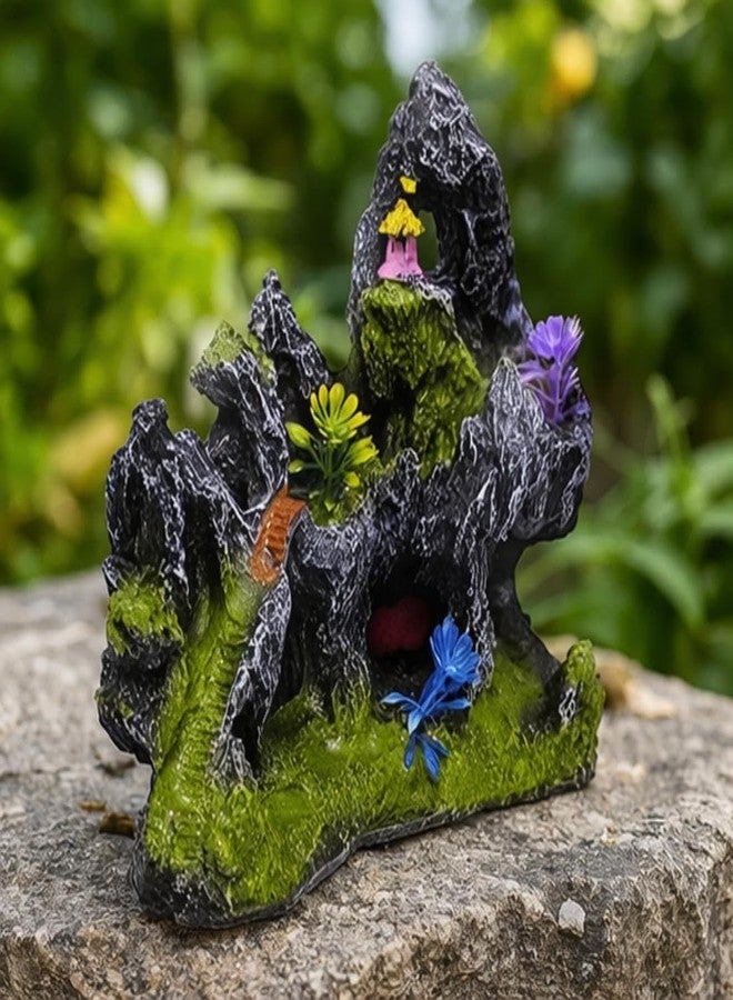 Aquarium Decoration Mountain Rock with Artificial Plants Fish Tank Ornament Cave Hideout Resin Aquascape Decoration for Betta Goldfish Shrimp Small Fish Tank Accessories Natural Look Aquarium Decor - Image 2