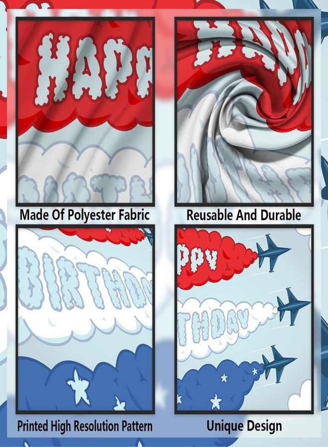 DZTRELFK Airplane Happy Birthday Banner Backdrop Time Flies Sky Cloud Up And Away Themed Decor for Aviator Kids Boy Girl Aircraft Birthday Party Supplies Airplane Birthday Party Decorations Photo Booth Props - Image 3