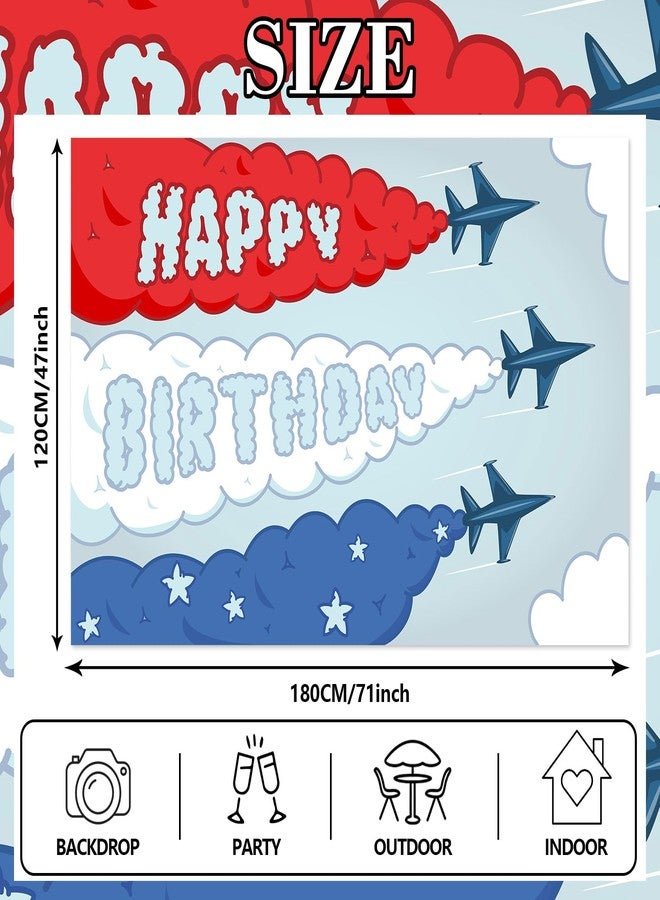 DZTRELFK Airplane Happy Birthday Banner Backdrop Time Flies Sky Cloud Up And Away Themed Decor for Aviator Kids Boy Girl Aircraft Birthday Party Supplies Airplane Birthday Party Decorations Photo Booth Props - Image 2