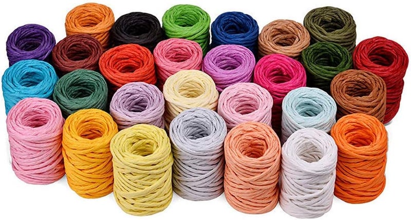 Cenme 15.31Yard Raffia Stripes Paper String,Colorful Twisted Paper Craft String/Cord/Rope for Wedding Party Decor Flower Wrapping Rustic Decor DIY Making Gift Wrap Flower Basket Packaging - Image 1