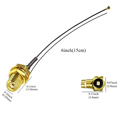 TUOLNK 5 pcs 6inch SMA Female to U.fl/IPX Extension Cable SMA Female Jack Bulkhead to IPX MHF4 Pigtail WiFi Antenna Extension Cable 0.81mm IPX SMA Pigtail Coaxial Cable - Image 2
