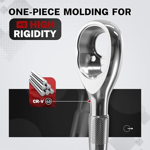 TOMMARS 1/4-Inch Drive Stubby Ratchet Mini Ratchet Quick-Release Head 72-Tooth - Image 4