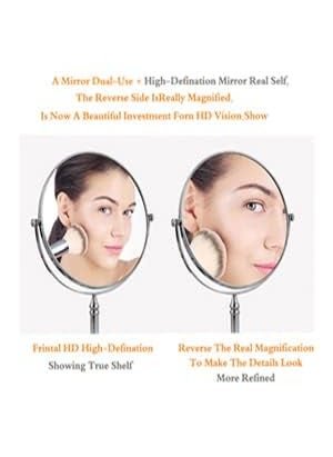 Wrixty Makeup Mirror for Women 360 Rotating Double Sided Tabletop Cosmetic Mirror Bathroom Shaving Mirror with Stand  - Image 5