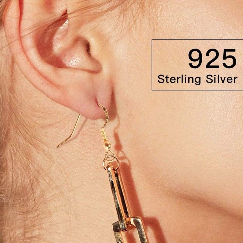 Lhedon 925 Sterling Silver Earring Hooks 200 PCS, Gold Earring Hooks for Jewelry Making, Hypoallergenic Fish Hook Earrings Making Kit, DIY Earring, with 200PCS Earring Backs and 200PCS Jump Rings - Image 5