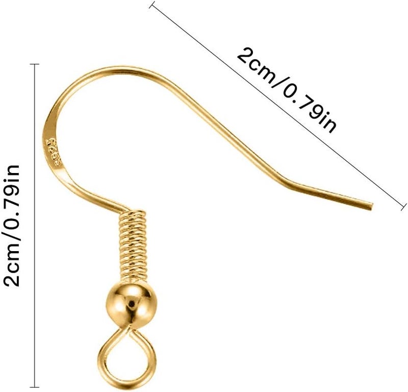 Lhedon 925 Sterling Silver Earring Hooks 200 PCS, Gold Earring Hooks for Jewelry Making, Hypoallergenic Fish Hook Earrings Making Kit, DIY Earring, with 200PCS Earring Backs and 200PCS Jump Rings - Image 4
