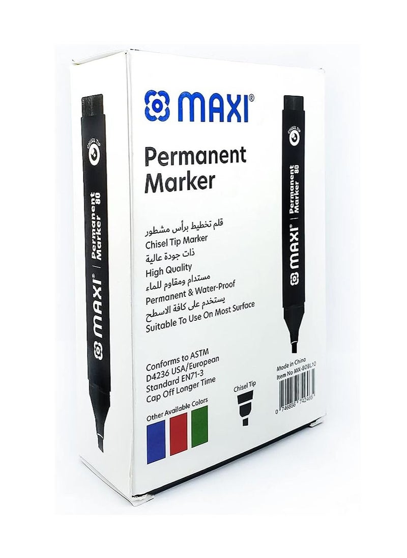 Maxi Permanent marker with Chisel tip 10pc Black